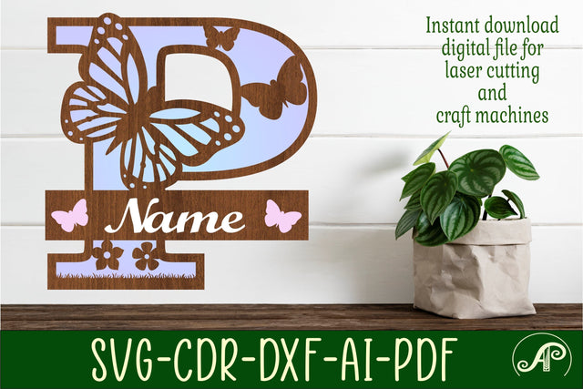 Butterfly Capital Monogram Letter P SVG SVG APInspireddesigns 