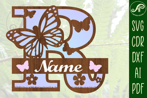 Butterfly Capital Monogram Letter R SVG SVG APInspireddesigns 