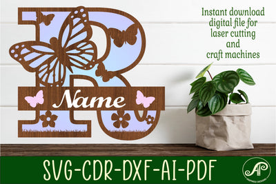 Butterfly Capital Monogram Letter R SVG SVG APInspireddesigns 