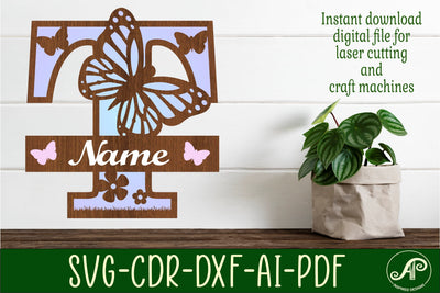Butterfly Capital Monogram Letter T SVG SVG APInspireddesigns 