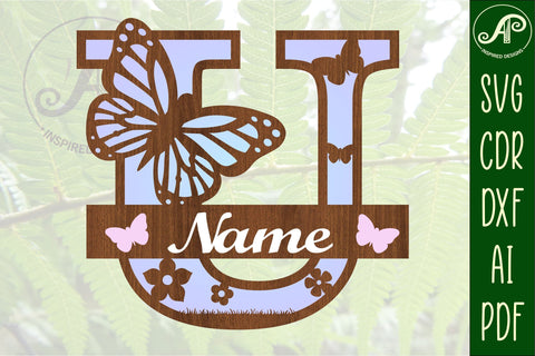 Butterfly Capital Monogram Letter U SVG SVG APInspireddesigns 