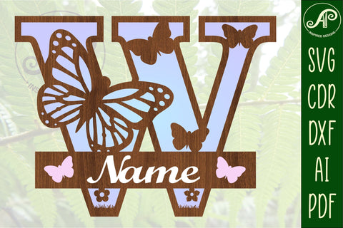 Butterfly Capital Monogram Letter W SVG SVG APInspireddesigns 