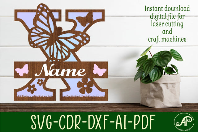 Butterfly Capital Monogram Letter X SVG SVG APInspireddesigns 