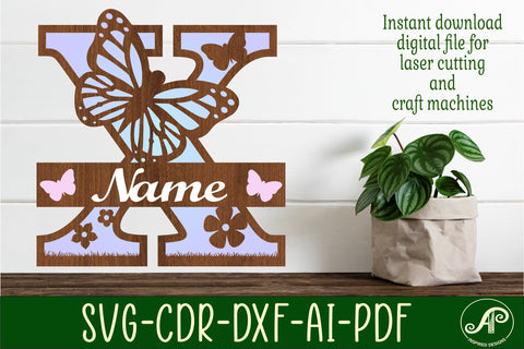 Butterfly Capital Monogram Letter X SVG SVG APInspireddesigns 