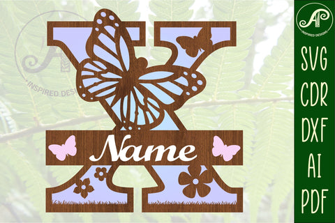 Butterfly Capital Monogram Letter X SVG SVG APInspireddesigns 