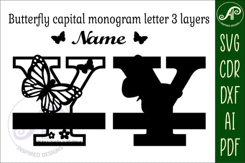 Butterfly Capital Monogram Letter Y SVG SVG APInspireddesigns 