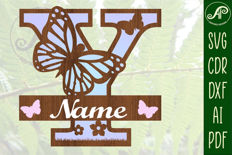 Butterfly Capital Monogram Letter Y SVG SVG APInspireddesigns 