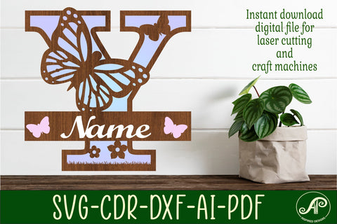 Butterfly Capital Monogram Letter Y SVG SVG APInspireddesigns 