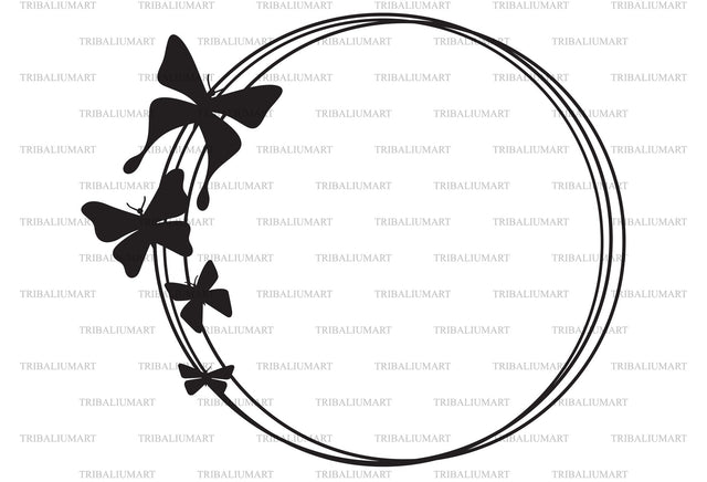 Butterfly circle frame SVG TribaliumArtSF 