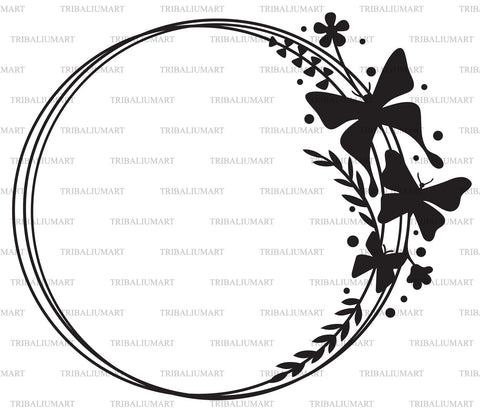 Butterfly circle frame SVG TribaliumArtSF 