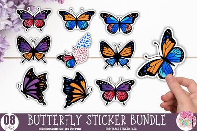 Butterfly Clipart Sticker Bundle Sublimation DESIGNS DARK 