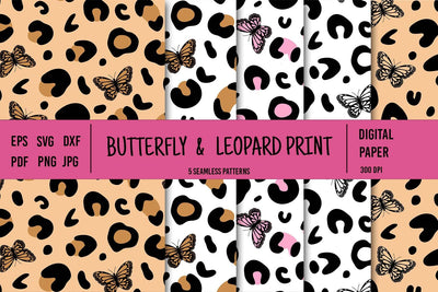 Butterfly Digital Paper | Leopard Print SVG Bundle SVG Irina Ostapenko 