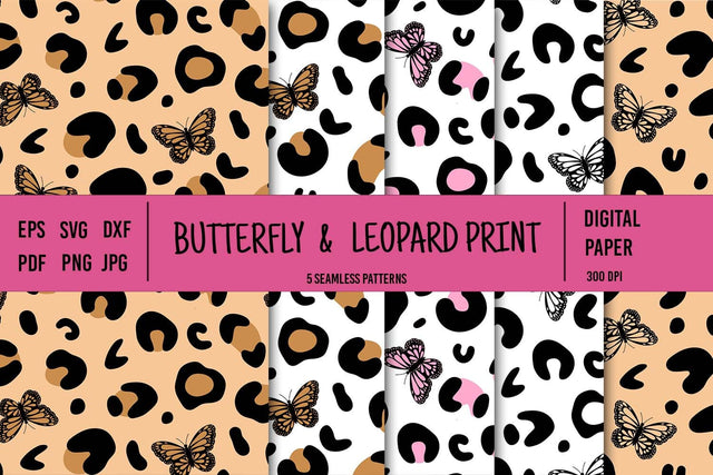 Butterfly Digital Paper | Leopard Print SVG Bundle SVG Irina Ostapenko 