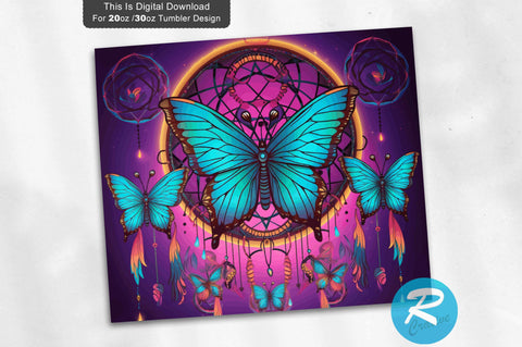 Butterfly Dreamcatchers 20 Oz / 30 Oz Tumbler PNG Sublimation Regulrcrative 
