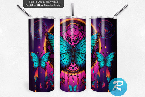Butterfly Dreamcatchers 20 Oz / 30 Oz Tumbler PNG Sublimation Regulrcrative 