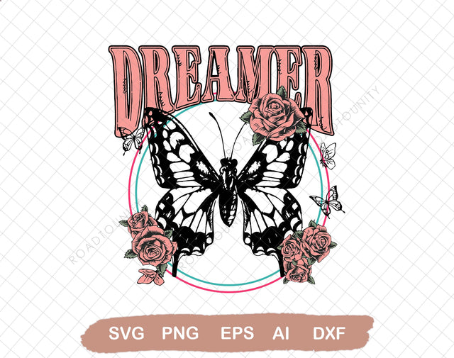 Butterfly Dreamer Svg file, 24oz Venti Cold Cup Design, EPS file, PNG file, JPG file Download SVG DiamondDesign 