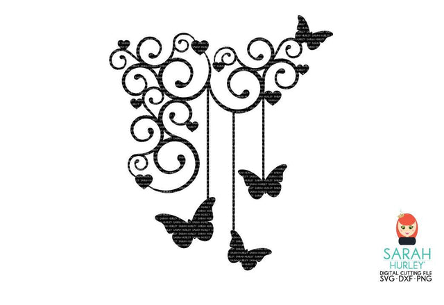 Butterfly Drop Corner SVG Sarah Hurley 