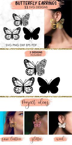 Butterfly earring, Earring svg, Geometric earrings, Faux leather earrings, Teardrop earrings svg, Earrings bundle, Jewelry svg, Cricut earrings, Earrings template, Jewelry svg. Png, Jpg, Dxf, Eps Svg, Cut File for Cricut and Silhouette. SVG KatineDesign 