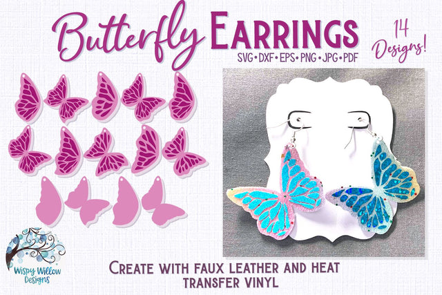 Butterfly Earring File for Cricut SVG Wispy Willow Designs 