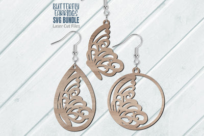 Butterfly Earring SVG Bundle Laser Cut Files | Butterfly SVG | Glowforge Files SVG Cloud9Design 