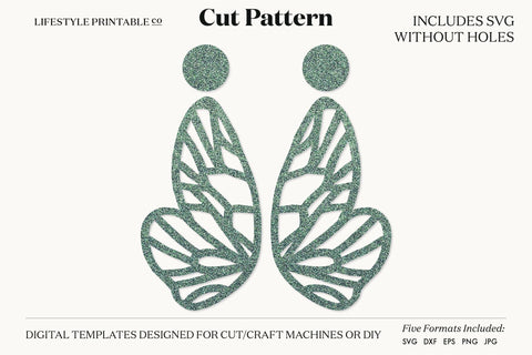 Butterfly Earring SVG, Faux Leather Earring Templates, Cricut cut file SVG Lifestyle Craft Co 