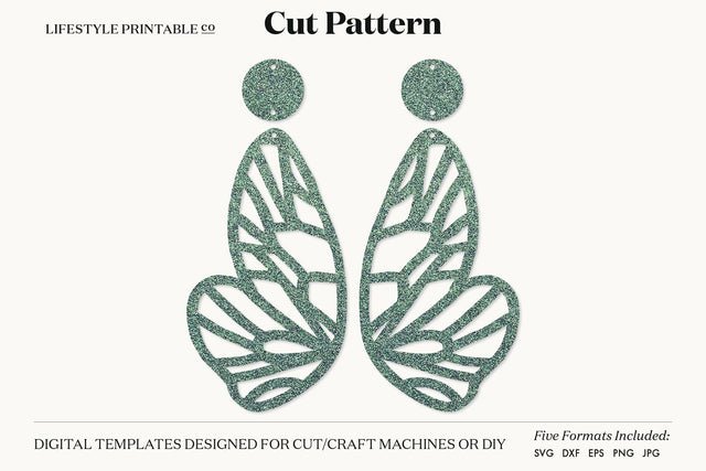 Butterfly Earring SVG, Faux Leather Earring Templates, Cricut cut file SVG Lifestyle Craft Co 