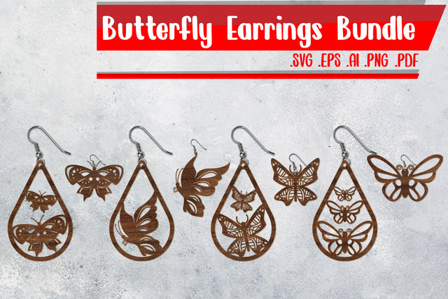 Butterfly Earrings Bundle SVG zafrans studio 