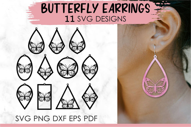 Butterfly earrings, Earring svg, Geometric earrings, Faux leather earrings, Teardrop earrings svg, Earrings bundle, Jewelry svg, Cricut earrings, Earrings template, Jewelry svg. Png, Jpg, Dxf, Eps Svg, Cut File for Cricut and Silhouette. SVG KatineDesign 