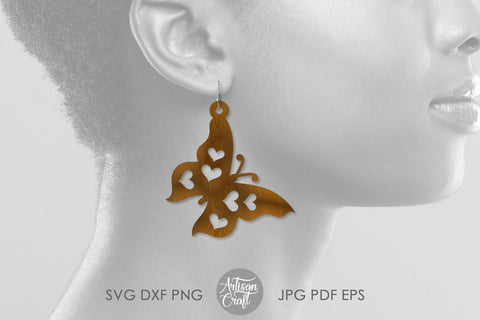 Butterfly earrings SVG, Butterfly wing earrings, butterfly heart SVG Artisan Craft SVG 