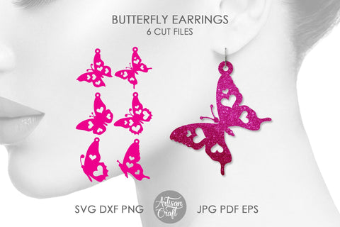 Butterfly earrings SVG, Butterfly wing earrings, butterfly heart SVG Artisan Craft SVG 
