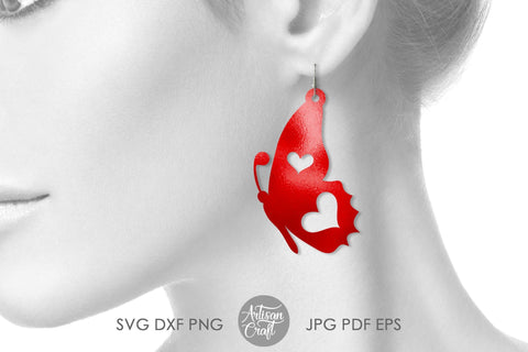 Butterfly earrings SVG, Butterfly wing earrings, butterfly heart SVG Artisan Craft SVG 