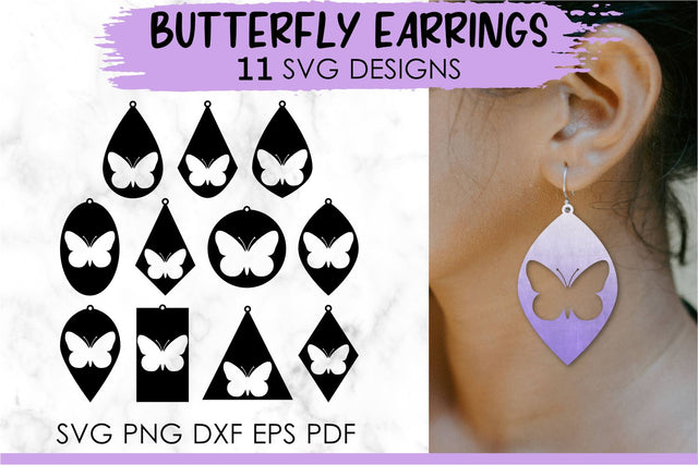 Butterfly earrings svg, Earring svg, Geometric earrings, Faux leather earrings, Teardrop earrings svg, Earrings bundle, Jewelry svg, Cricut earrings, Earrings template, Jewelry svg. Png, Jpg, Dxf, Eps Svg, Cut File for Cricut and Silhouette. SVG KatineDesign 