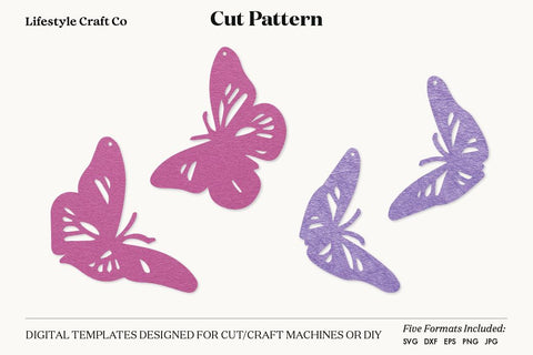 Butterfly Earrings SVG, Faux Leather Earring Templates, Cricut cut file SVG Lifestyle Craft Co 