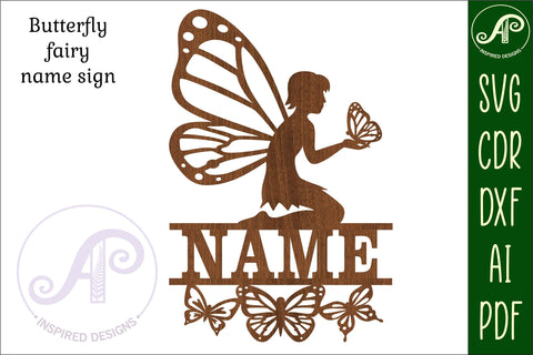 Butterfly Fairy Name Sign SVG Cut File SVG APInspireddesigns 