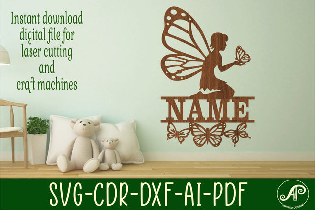Butterfly Fairy Name Sign SVG Cut File SVG APInspireddesigns 