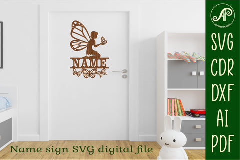 Butterfly Fairy Name Sign SVG Cut File SVG APInspireddesigns 