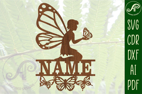 Butterfly Fairy Name Sign SVG Cut File SVG APInspireddesigns 