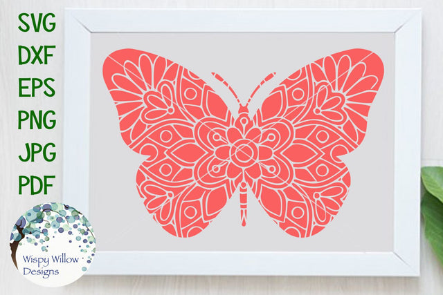 Butterfly Floral Mandala SVG Wispy Willow Designs 