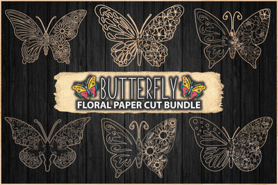 Butterfly Floral Paper Cut Bundle 3D Paper Creativeart88 