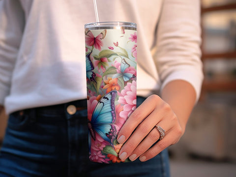 Butterfly Floral tumbler wrap Sublimation Luvleigh Digitals 