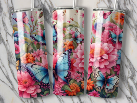 Butterfly Floral tumbler wrap Sublimation Luvleigh Digitals 