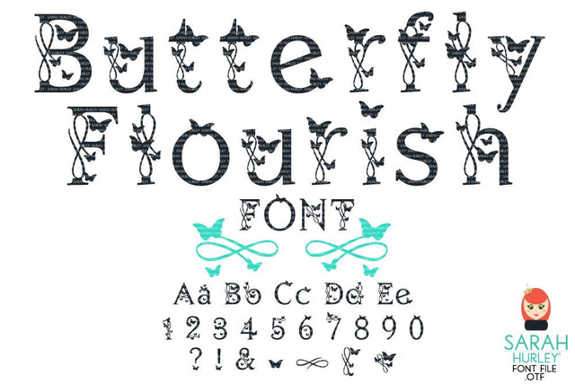 Butterfly Flourish Font Font Sarah Hurley 