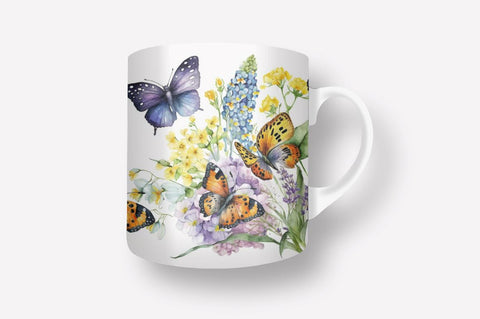 Butterfly Flower 11, 12 & 15 Oz Mug Sublimation Sublimation Regulrcrative 