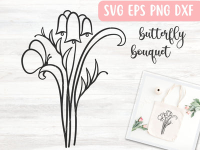 Butterfly Flower Bouquet SVG Cut File for Cricut or Silhouette SVG Apple Grove Designs 
