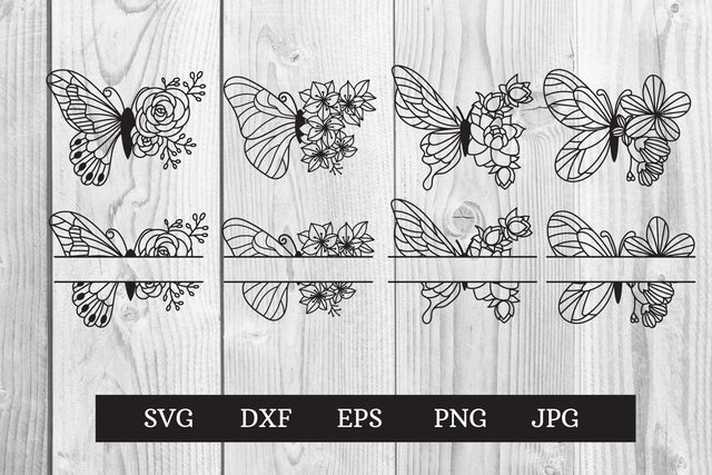 Butterfly flowers monogram svg cut file SVG dadan_pm 