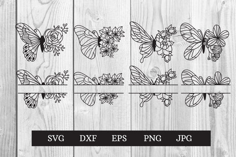Butterfly flowers monogram svg cut file SVG dadan_pm 