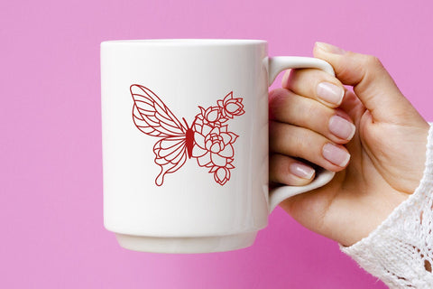 Butterfly flowers monogram svg cut file SVG dadan_pm 