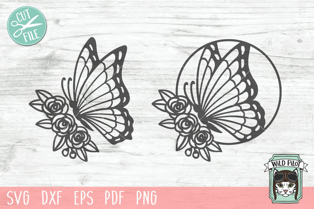 Butterfly Flowers SVG Cut File SVG Wild Pilot 