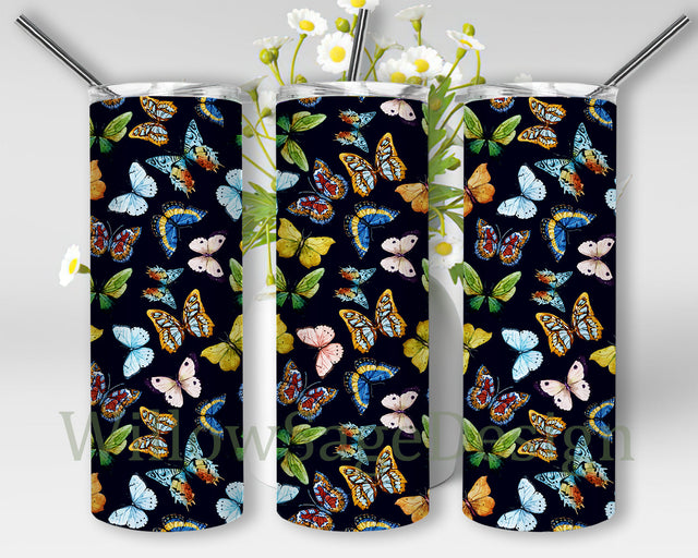 Butterfly Full Tumbler Wrap, Butterfly 20oz Skinny Tumbler, Butterfly Design Png, Butterfly Sublimation Design, Instant Download Sublimation WillowSageDesign 