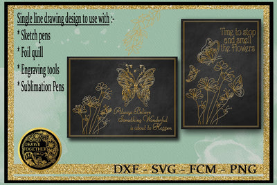 Butterfly Gardens - Single line for Foil Quill | Digi Stamp | Sentiments Sketch DESIGN DrawnTogether with love 